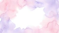 Soft watercolor frame in pink and purple hues with white center space for text or design elements. Artistic painted border with flowing organic shapes.
