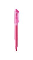 Bright pink highlighter pen with chisel tip, isolated on white background. Suitable for office supplies, education, stationery design, and back-to-school marketing materials.