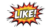 Comic book style burst with LIKE text in bold letters surrounded by explosive rays and dynamic action lines for social media engagement graphics.