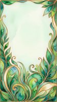 Ornamental leaf border frame with watercolor botanical elements in green and gold tones, isolated on white background, ready for invitations, certificates, and design projects.