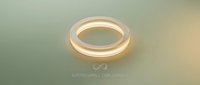 Glowing circular neon ring with warm light on soft gradient background, symbolizing sustainable continuity and circular economy concepts.