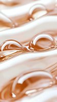 Smooth swirls of liquid caramel and cream create abstract waves and droplets in soft beige and white tones, suitable for food industry advertising and packaging design.