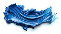 Blue oil paint stroke with dynamic texture and flowing movement isolated on white background, showing rich impasto technique and artistic expression.