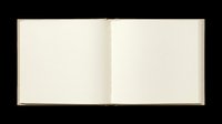 Open blank hardcover book with two empty pages, isolated on transparent background. Ready for T-shirt, clipart, sticker, print on demand, and sublimation design use.