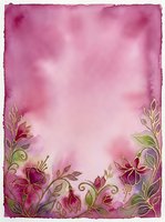 Watercolor pink floral background with gold outline flowers and leaves at the bottom, soft gradient texture, for cards, invitations, and wall art.