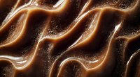 Abstract wavy lines in glowing copper and brown tones create dynamic diagonal pattern with light effects and particles on dark background.