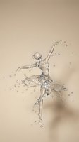 Water splash forming graceful ballet dancer silhouette with droplets on neutral beige background for creative design projects.