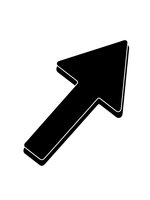 Black arrow pointing diagonally upward and right on white background, isolated graphic element for business presentations and design projects.