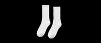 Pair of white crew socks isolated on transparent background, ready for t-shirt designs, clipart, stickers, print-on-demand products, and sublimation projects.