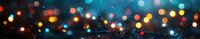 Colorful bokeh lights on dark background with blurred glowing circles creating magical festive atmosphere for holiday designs and celebrations.