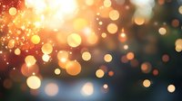 Magical golden bokeh lights creating dreamy atmosphere with blurred glowing circles and sparkles on dark background, festive holiday mood for celebrations.