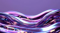 Flowing liquid metal waves in purple and blue colors with glossy metallic surface texture and dynamic light reflections create futuristic abstract background.