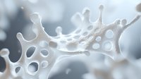 Macro view of white liquid crown splash with droplets frozen in motion against soft gray background, demonstrating fluid dynamics.