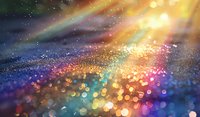 Magical glowing bokeh background with colorful sparkles and light rays creating dreamy atmosphere. Abstract defocused multicolored lights for festive designs.