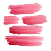 Pink watercolor brush strokes collection on white background, artistic elements for creative design projects and digital art compositions.