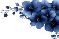 Blue floral arrangement with delicate petals and leaves on white background for wedding invitations, greeting cards, and romantic design projects.