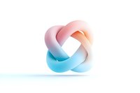 Gradient colored infinity knot shape in soft pink and blue tones on white background, modern minimal design element for branding and logos.