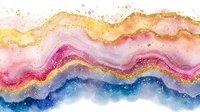 Colorful abstract watercolor waves with gold glitter accents, featuring pink, blue, and yellow layers. Isolated on white background, ready for design projects, wallpapers, and digital applications.