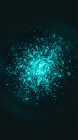 Glowing cyan particles explode outward in a dynamic burst against a dark background, creating an abstract energy effect suitable for technology, science, and digital design projects.