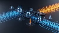 Digital network security concept with glowing data streams and cybersecurity icons on dark background for technology presentations and cyber protection designs.