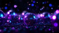 Magical cosmic spheres with glowing purple and blue bokeh lights against dark starry background create dreamy atmospheric composition for fantasy designs.