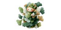 Adorable fairy child with ginkgo leaves costume on white background. Cute fantasy character for children's books, nursery decor and magical storytelling.