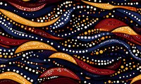 Abstract wavy pattern with dots in navy blue, orange and burgundy colors creating dynamic flowing lines and movement. Seamless repeat design for fabric and wallpaper.