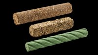 Compressed hay and straw rolls with green wrapped silage isolated on transparent background, ready for agricultural design, print-on-demand, and farming-themed clipart projects.