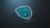 Neon glowing shield with geometric network pattern on dark background, representing cyber risk insurance and digital security protection for technology concepts.