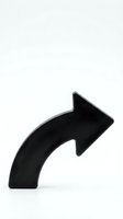 Black curved arrow pointing upper right, isolated on white background. Suitable for web design, user interface, directional signage, and graphic design projects.