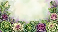Watercolor cabbage roses and succulents border frame with soft pastel washes in pink, green, and purple tones, isolated on white background for design projects.