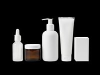 Cosmetic bottles and jars collection isolated on transparent background, ready for skincare, beauty, and wellness product design use on t-shirts, packaging, and print-on-demand materials.