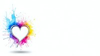Heart shape with vibrant colorful paint splashes on white background. Creative love symbol with rainbow watercolor explosion for romantic designs.