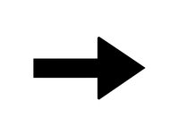 Black arrow pointing right isolated on white background for navigation, direction signs, web design, presentations and graphic projects.