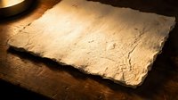 Ancient weathered parchment manuscript on wooden surface with warm dramatic lighting creating historical atmosphere for vintage design projects.
