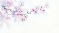 Delicate watercolor cherry blossom branch with soft pink and purple flowers on light background for spring designs and romantic projects.