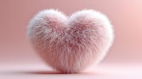 Soft pink fluffy heart-shaped fur texture on pastel background for romantic Valentine's Day cards, love concepts, and feminine design projects.
