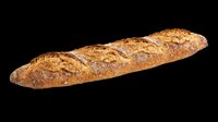 Crusty whole grain baguette loaf isolated on transparent background, ready for bakery designs, food packaging, restaurant menus, print-on-demand products, and culinary graphics.