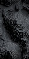 Abstract black topographic layers creating fluid wave patterns with organic contours and depth. Elegant monochrome design for luxury backgrounds.