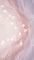 Soft pink and purple flowing waves with golden bokeh lights and geometric line patterns creating dreamy abstract background for modern design projects.