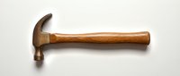 Wooden handle claw hammer with metal head on white background, suitable for construction, carpentry, DIY projects, and tool illustrations.