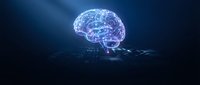 Digital brain with glowing neural networks and circuit patterns on dark technology background for artificial intelligence concepts.