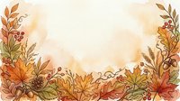 Autumn watercolor border with fall leaves, acorns and botanical elements on warm beige background for seasonal greeting cards and harvest decorations.