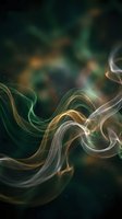 Abstract flowing energy waves with golden and green light streams creating dynamic motion patterns against dark background for digital art projects.
