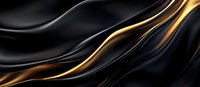 Luxurious black and gold waves create elegant abstract background with smooth flowing lines and silky texture. Modern minimalist design for luxury branding and presentations.