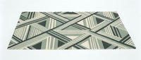 Geometric striped pattern with interlocking diagonal lines in sage green and cream, tiles seamlessly into a single continuous background.