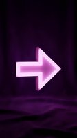 Glowing pink neon arrow pointing right on dark purple background, isolated design element for web, app, and digital interface projects.