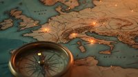 Vintage world map with glowing lights and antique brass compass for travel planning and adventure exploration concepts.