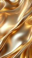 Luxurious gold and silver flowing silk fabric texture with smooth waves and elegant curves creates dramatic light effects and metallic sheen background.