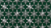 Seamless winter pattern with silver snowflakes on dark green background. Holiday wrapping paper design that tiles perfectly for festive decorations and seasonal projects.